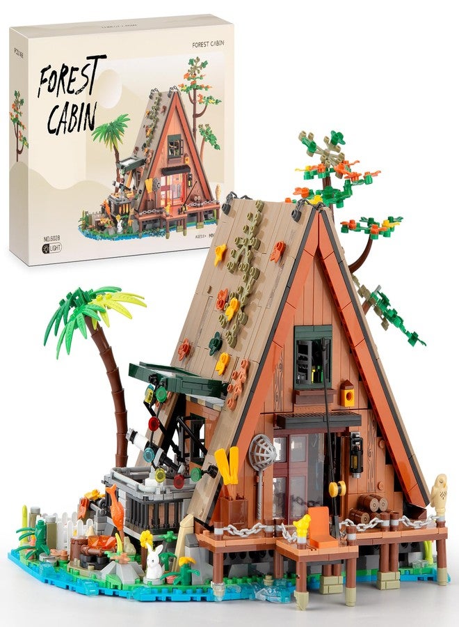 Vziimo A-Frame Cabin Building Set, MOC Ideas Cabin House Collectible Model Kit with LED for Adults and Kids Age 12+, Gifts for Nature and Architecture Lovers (1486 Pcs) - Image 1